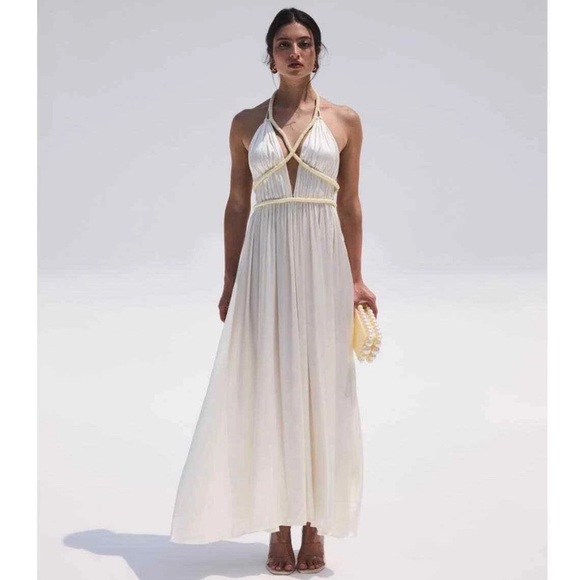 Cult Gaia Silk Salee open-back gown white US 10 - Picture 11 of 16